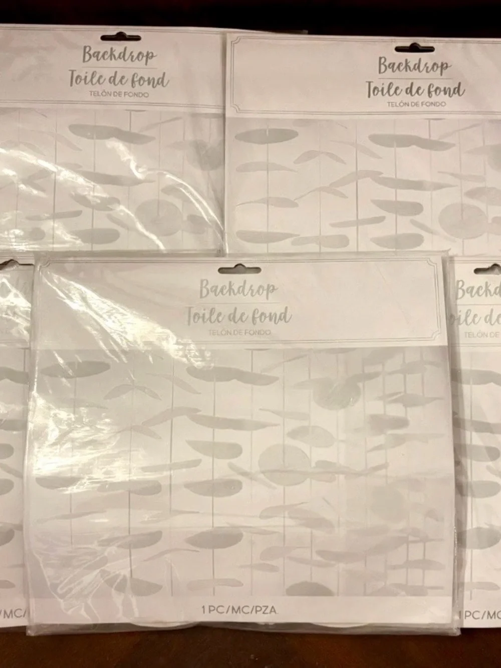 Bundle of 5 Amscan 8’x6’ White Tissue Backdrops Wedding Birthday Party Decor